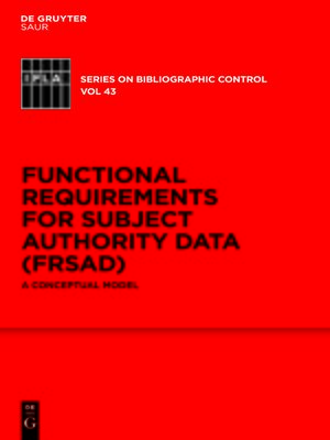 cover image of Functional Requirements for Subject Authority Data (FRSAD)